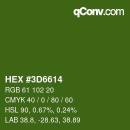 颜色代码: HEX #3D6614 | qconv.com