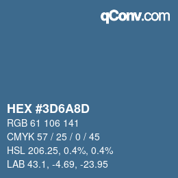カラーコード: HEX #3D6A8D | qconv.com