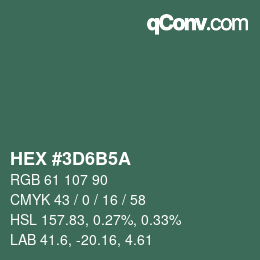 Color code: HEX #3D6B5A | qconv.com