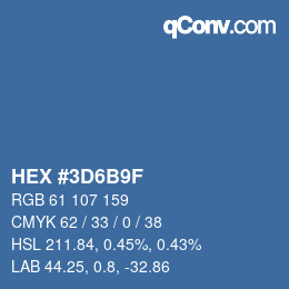 颜色代码: HEX #3D6B9F | qconv.com