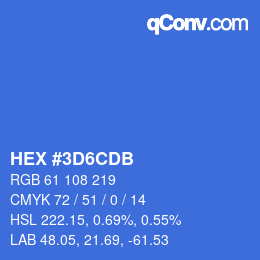 カラーコード: HEX #3D6CDB | qconv.com