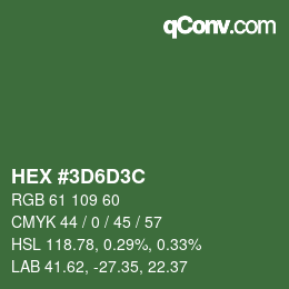 Color code: HEX #3D6D3C | qconv.com