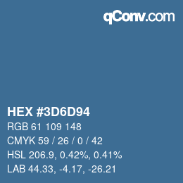 颜色代码: HEX #3D6D94 | qconv.com
