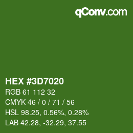 Farbcode: HEX #3D7020 | qconv.com
