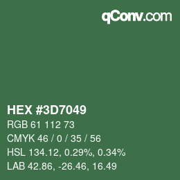 颜色代码: HEX #3D7049 | qconv.com