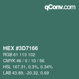 颜色代码: HEX #3D7166 | qconv.com