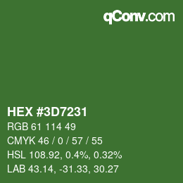 Color code: HEX #3D7231 | qconv.com