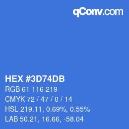 Color code: HEX #3D74DB | qconv.com