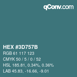 Color code: HEX #3D757B | qconv.com