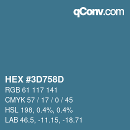 Code couleur: HEX #3D758D | qconv.com