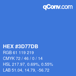 Color code: HEX #3D77DB | qconv.com