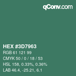 Color code: HEX #3D7963 | qconv.com