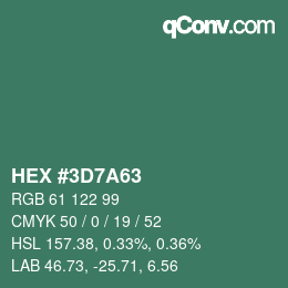 Color code: HEX #3D7A63 | qconv.com