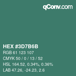 Color code: HEX #3D7B6B | qconv.com
