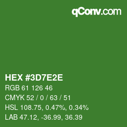Color code: HEX #3D7E2E | qconv.com