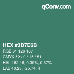 Color code: HEX #3D7E6B | qconv.com