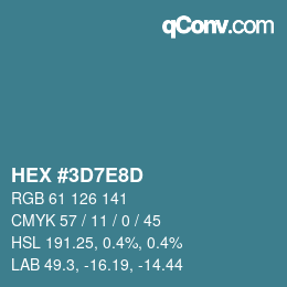 Color code: HEX #3D7E8D | qconv.com