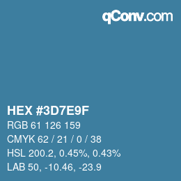 Color code: HEX #3D7E9F | qconv.com