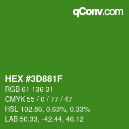 Color code: HEX #3D881F | qconv.com