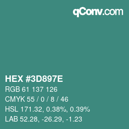 Color code: HEX #3D897E | qconv.com
