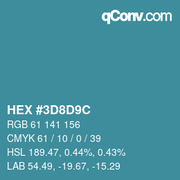 Color code: HEX #3D8D9C | qconv.com