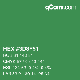 Farbcode: HEX #3D8F51 | qconv.com