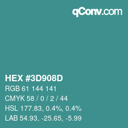 Color code: HEX #3D908D | qconv.com