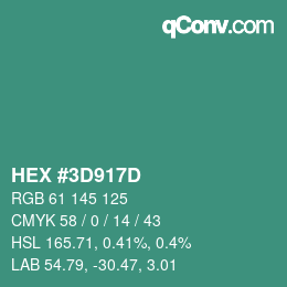 Color code: HEX #3D917D | qconv.com