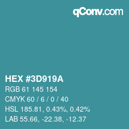 Color code: HEX #3D919A | qconv.com