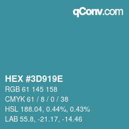 Color code: HEX #3D919E | qconv.com