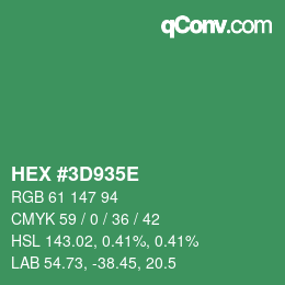 Color code: HEX #3D935E | qconv.com