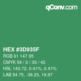 Color code: HEX #3D935F | qconv.com