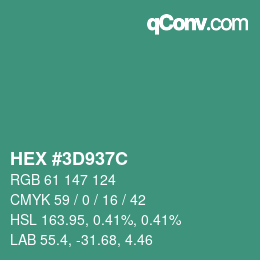 Color code: HEX #3D937C | qconv.com