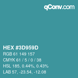 Farbcode: HEX #3D959D | qconv.com