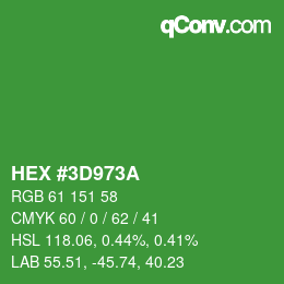Color code: HEX #3D973A | qconv.com