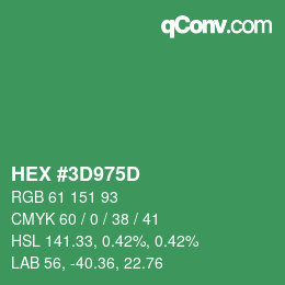 Color code: HEX #3D975D | qconv.com