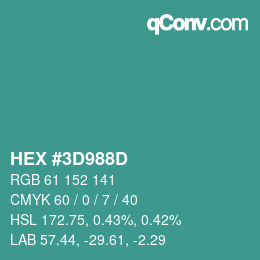 Color code: HEX #3D988D | qconv.com