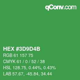 Color code: HEX #3D9D4B | qconv.com