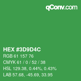 カラーコード: HEX #3D9D4C | qconv.com