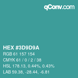 Color code: HEX #3D9D9A | qconv.com