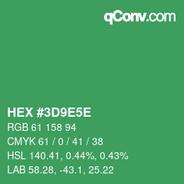 Farbcode: HEX #3D9E5E | qconv.com