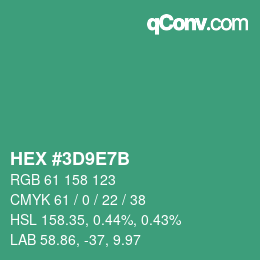 颜色代码: HEX #3D9E7B | qconv.com