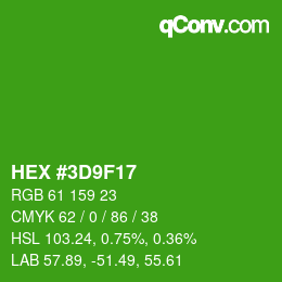 Color code: HEX #3D9F17 | qconv.com