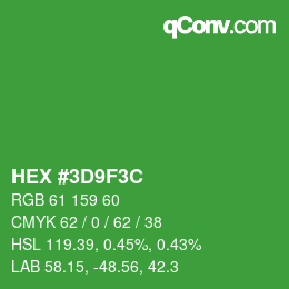 Farbcode: HEX #3D9F3C | qconv.com