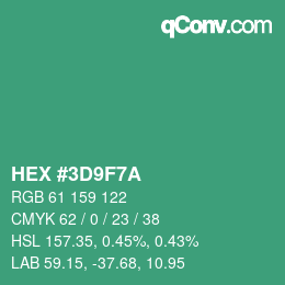 カラーコード: HEX #3D9F7A | qconv.com
