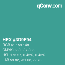 Color code: HEX #3D9F94 | qconv.com