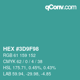 カラーコード: HEX #3D9F98 | qconv.com