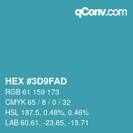 カラーコード: HEX #3D9FAD | qconv.com