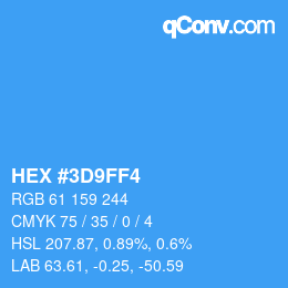 Color code: HEX #3D9FF4 | qconv.com