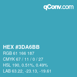 Color code: HEX #3DA6BB | qconv.com
